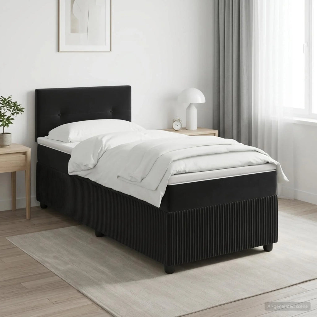 Letto box spring con materasso Nero 90 x 190 cm Velluto 3453049
