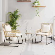 Set da Pranzo per Giardino 3 pcs Marrone e Crema polyrattan 42010353