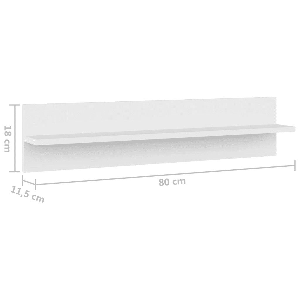 Mensole a Muro 4 pz Bianche 80x11,5x18 cm in Legno Multistrato 807334