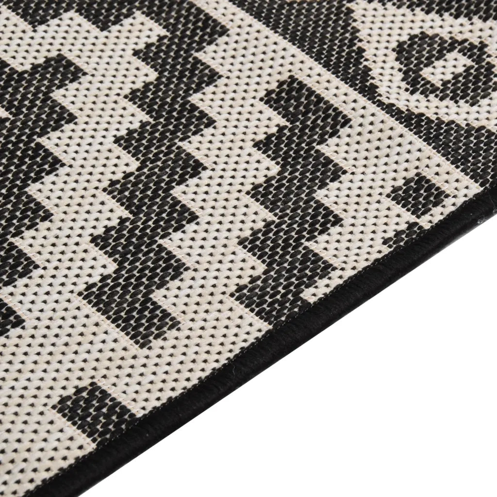 Tappeto da Esterni a Tessitura Piatta 160x230 cm Strisce Nere 340853