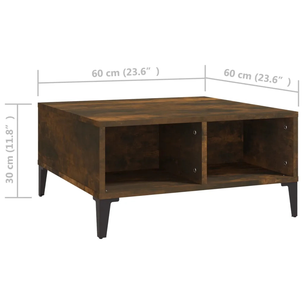 Tavolino da Salotto-Tavolino da soggiorno-Tavolo Rovere Fumo 60x60x30 cm in Truciolato
