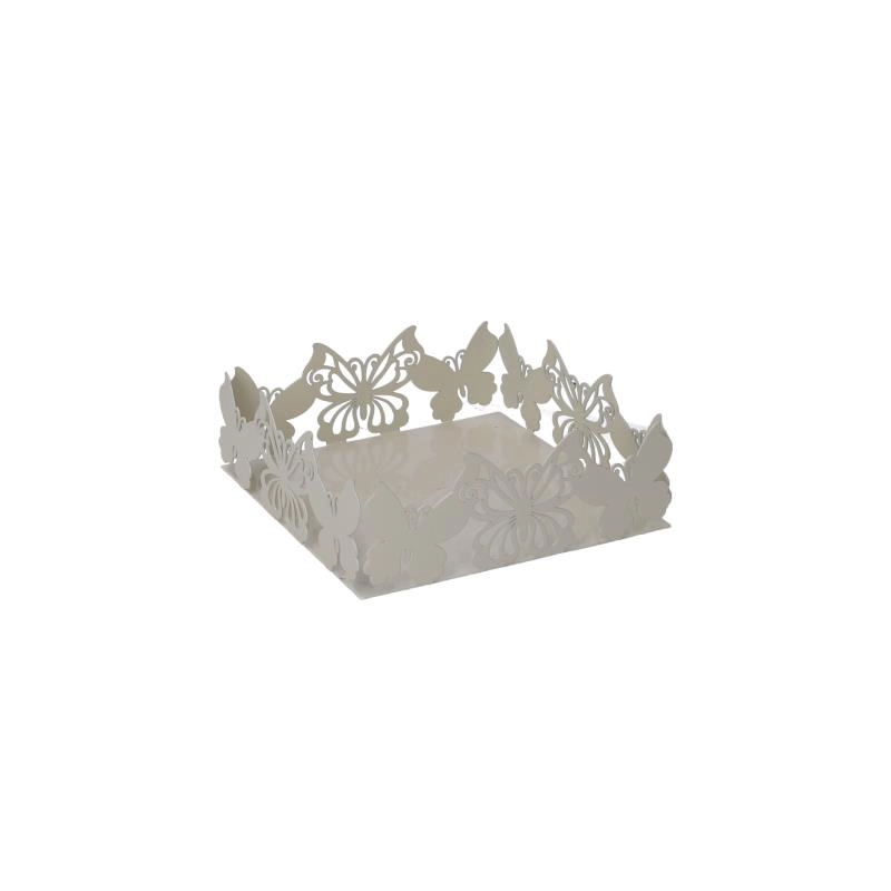 Portatovaglioli metallo farfalla crema quadrato cm 16,5x16,5h6