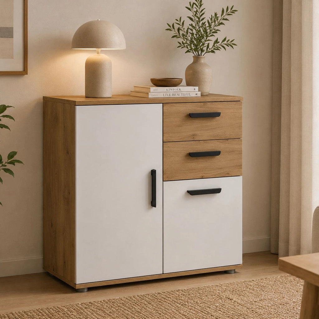 Madia Leretifa, Credenza 2 Cassetti, 71x33x75h cm Marrone Rovere
