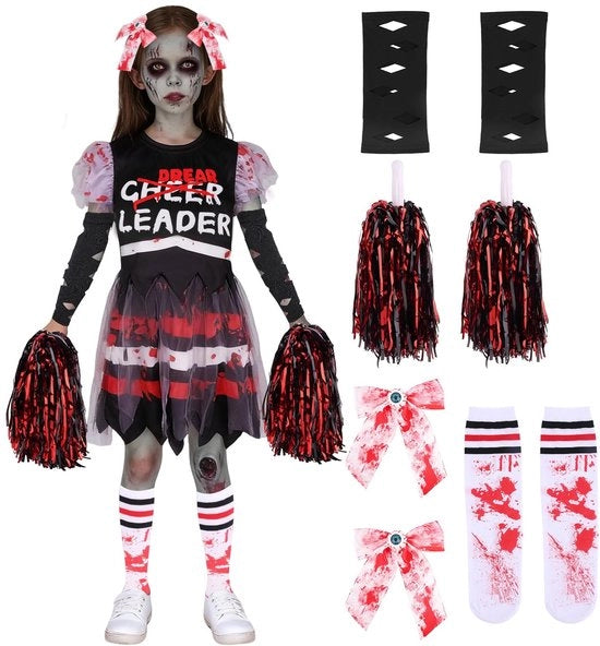 Costume per Bambina da Halloween - Horror - Inclusa Piume - Realizzato in Poliester