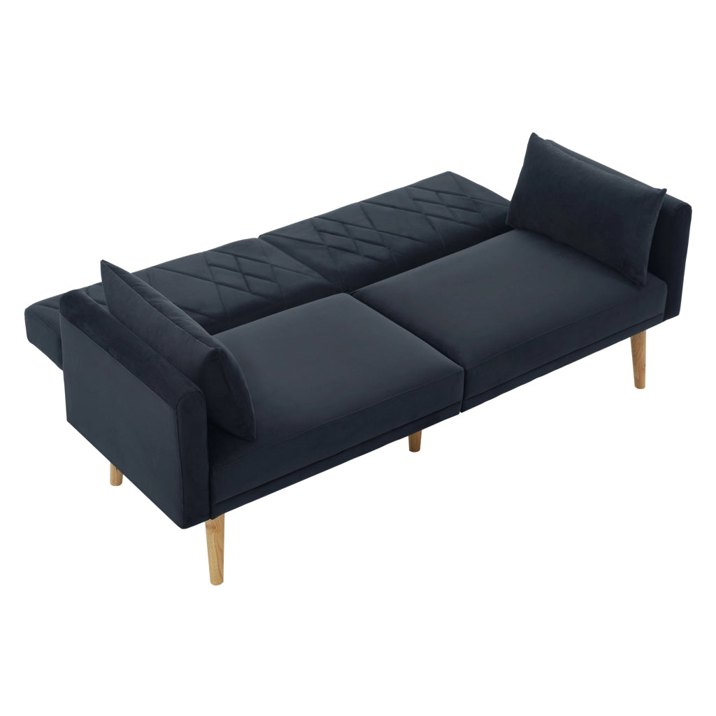 Divano letto 2 posti 180 cm con schienale reclinabile indipendente; velluto nero