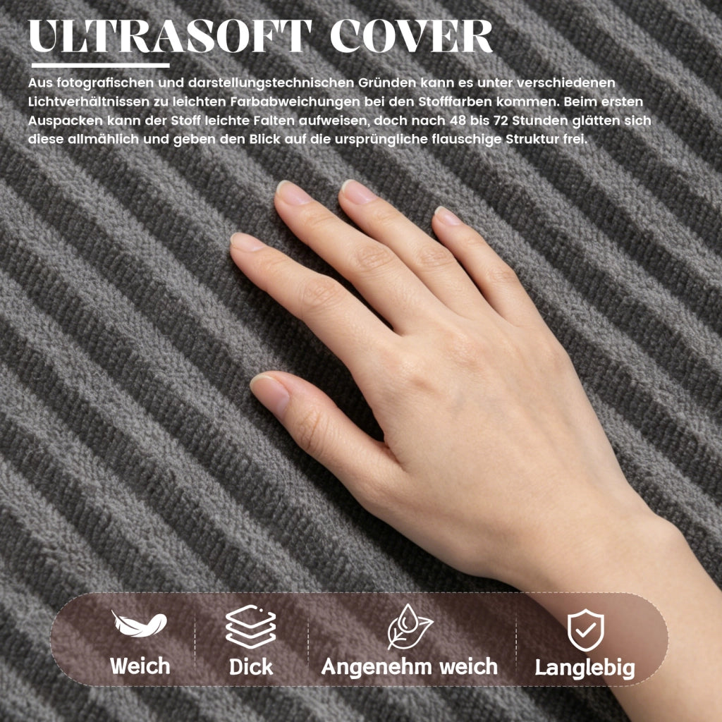 Poltrona pouf ergonomica con schienale avvolgente e imbottitura in memory foam in velluto a coste grigio