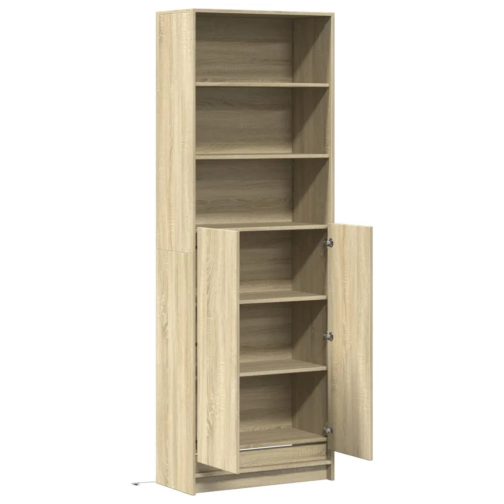 Credenza con LED-Buffet-Armadio da cucina Rovere Sonoma 69x32,5x200 cm in Truciolato