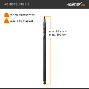 asta microfonica MicPipe (adatta per microfoni, lunghezza massima 3 m, inclusa guida per cavi da 7 mm al massimo)