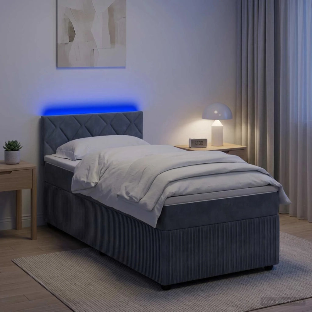 Letto box spring con materasso Grigio Scuro 100 x 200 cm 3453090