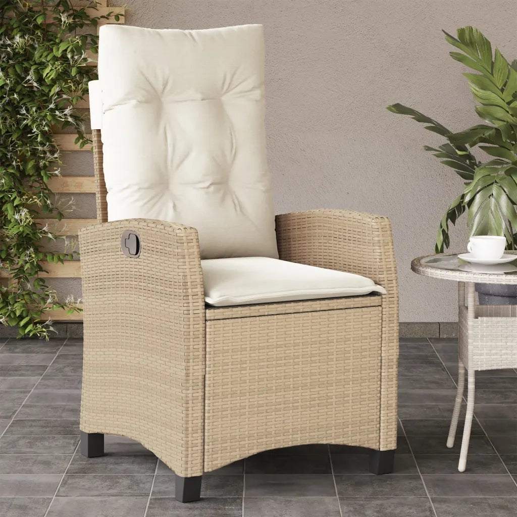 Sedie Reclinabili da Giardino 2pz con Cuscini Beige Polyrattan 365220