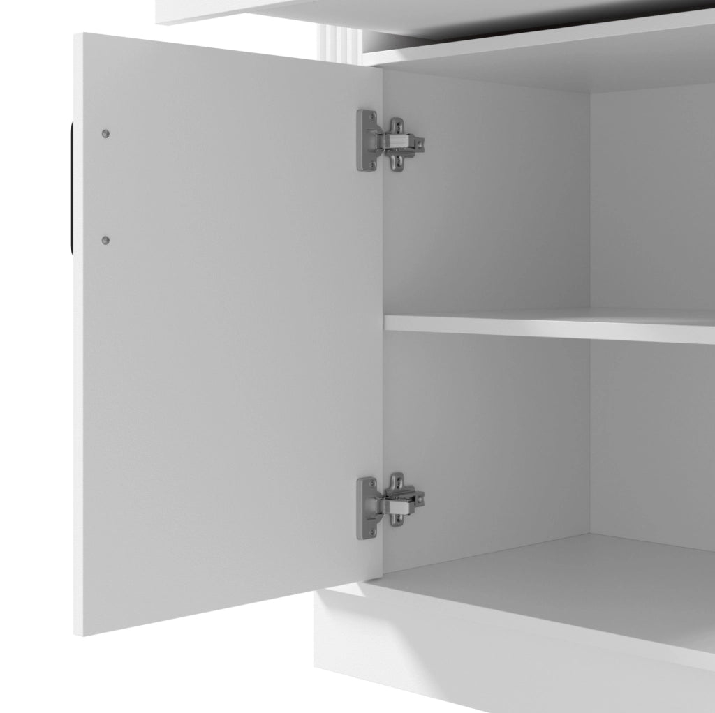 Credenza 160x40x75 cm bianca in MDF， 4 ante e 3 cassetti