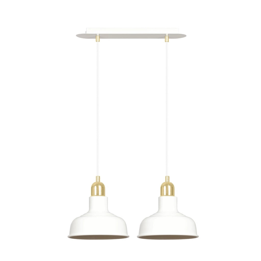 Lampada a sospensione Ibor in acciaio bianco e oro