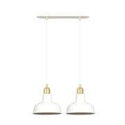 Lampada a sospensione Ibor in acciaio bianco e oro