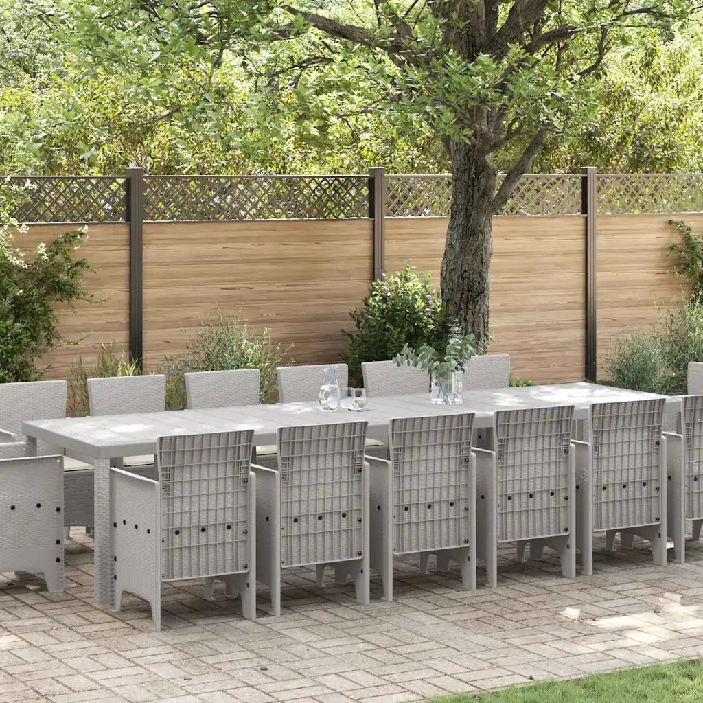 Set da Pranzo per Giardino 15 pcs Grigio chiaro Rattan Polt