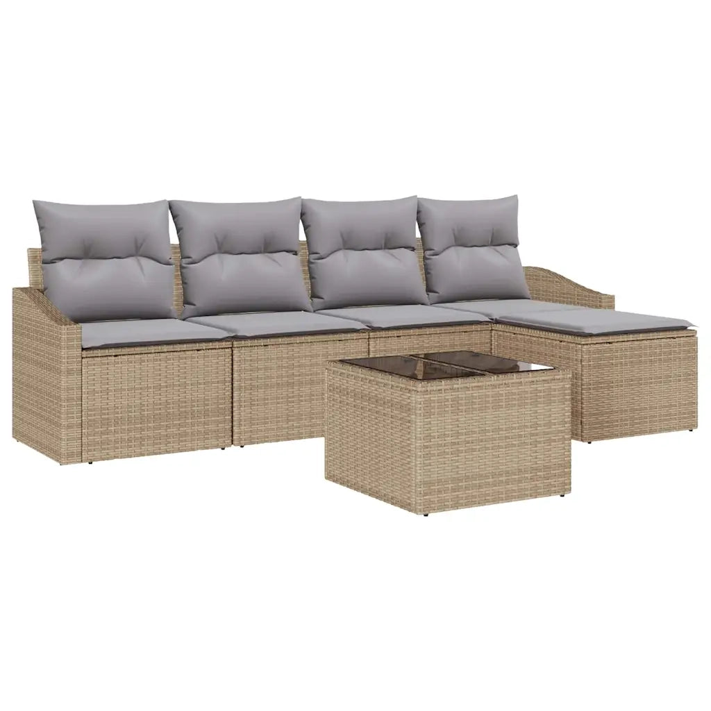 Set di divani con cuscino 6 pcs Beige polyrattan 3346690