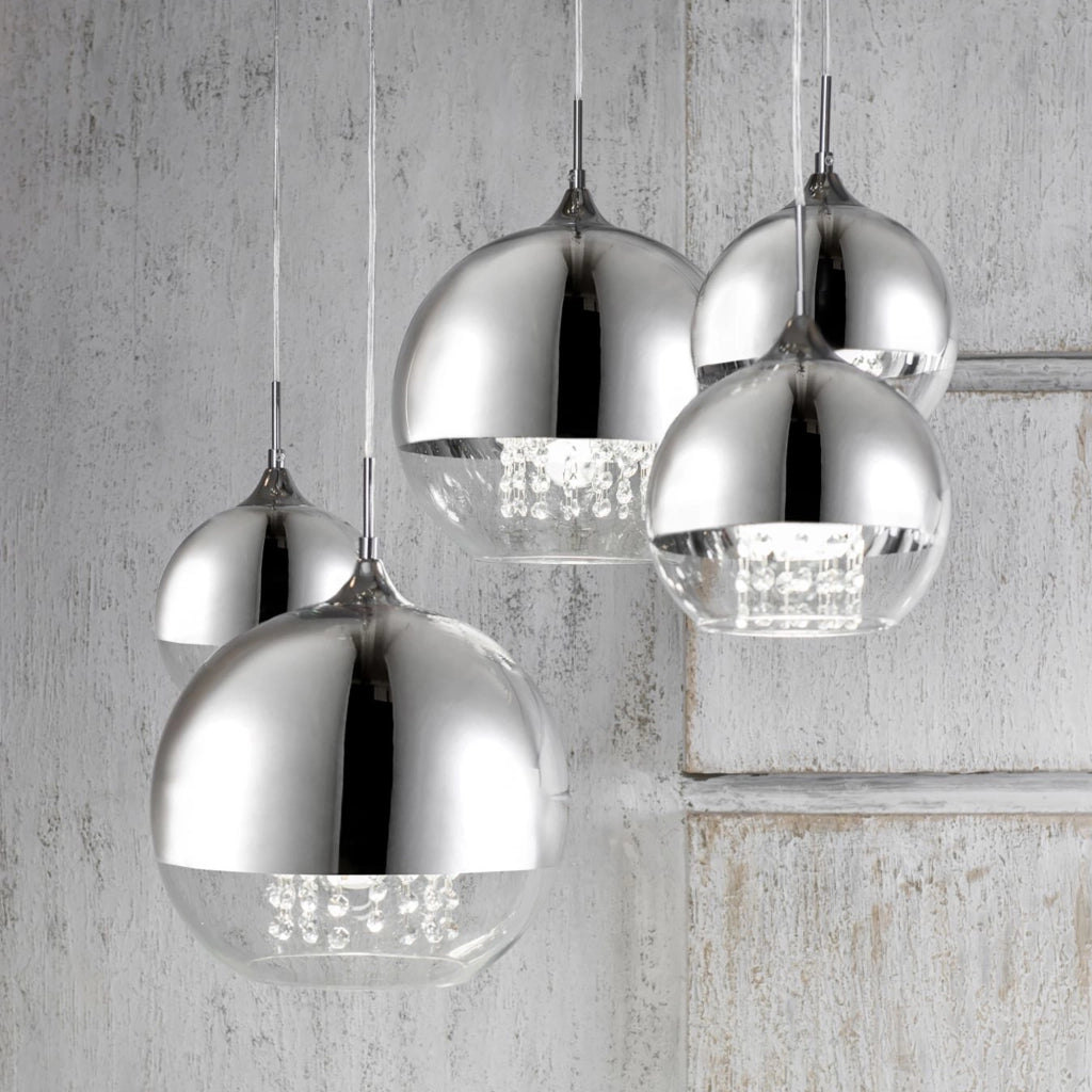 Maytoni Lampadario Contemporaneo Fermi 5 luci E27 nichel metallo vetro