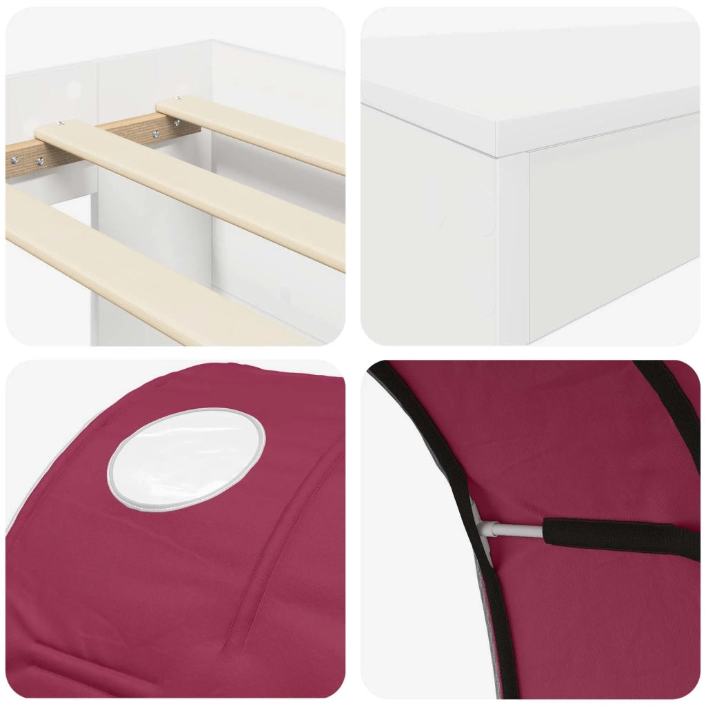 Letto con Tunnel 4 pcs Rovere Artigianale e Rosso 3423657
