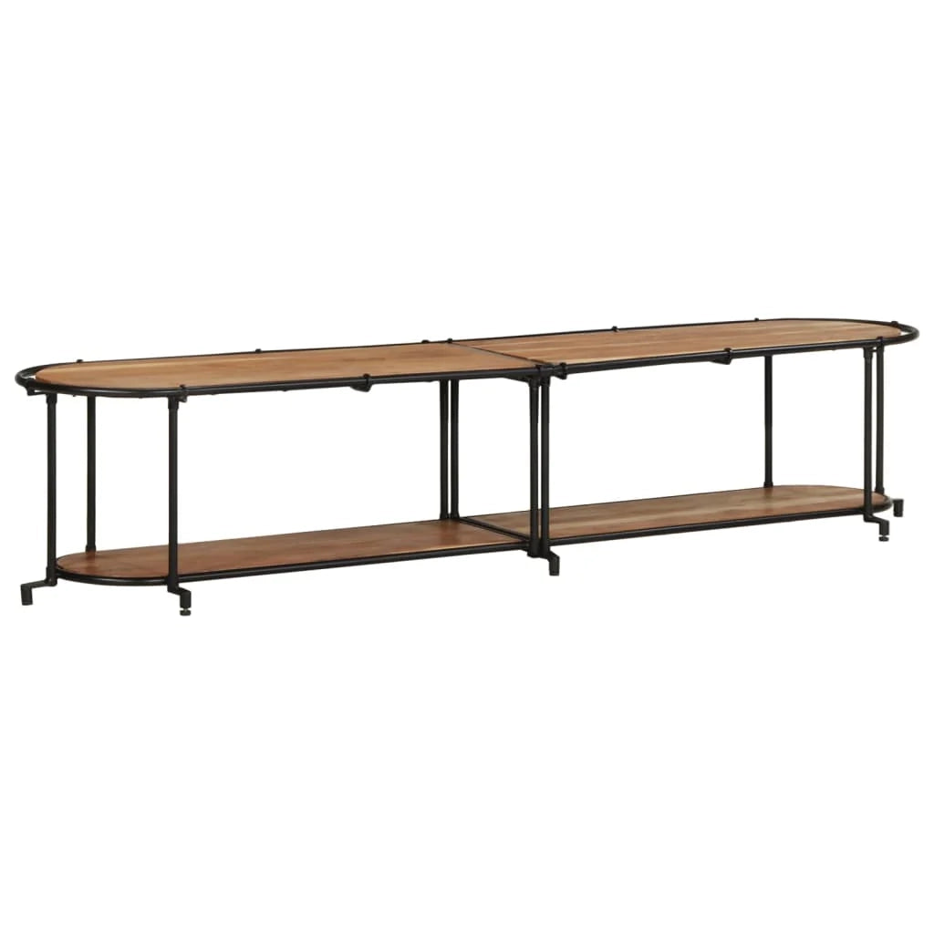 Mobile porta TV con ampio spazio di archiviazione 200 x 42 x 40 cm stile industriale moderno legno massello di acacia nero 02_0057619