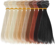 Set di pruiche per bambole - 10 pezzi - 15,5 cm - plastica - ciocche di capelli - estensioni - varietà colorate - capelli per bambole