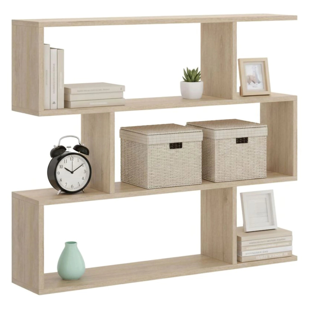Libreria Acsidol, Scaffale da ufficio multiuso, Mobile biblioteca portalibri a 3 ripiani, 110x25h96 cm, Rovere