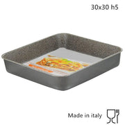 Trade Shop - Teglia Quadra Alta H5cm Con Rivestimento Antiaderente Antigraffio Da Forno 3 Misure -    -30x30 Cm   -