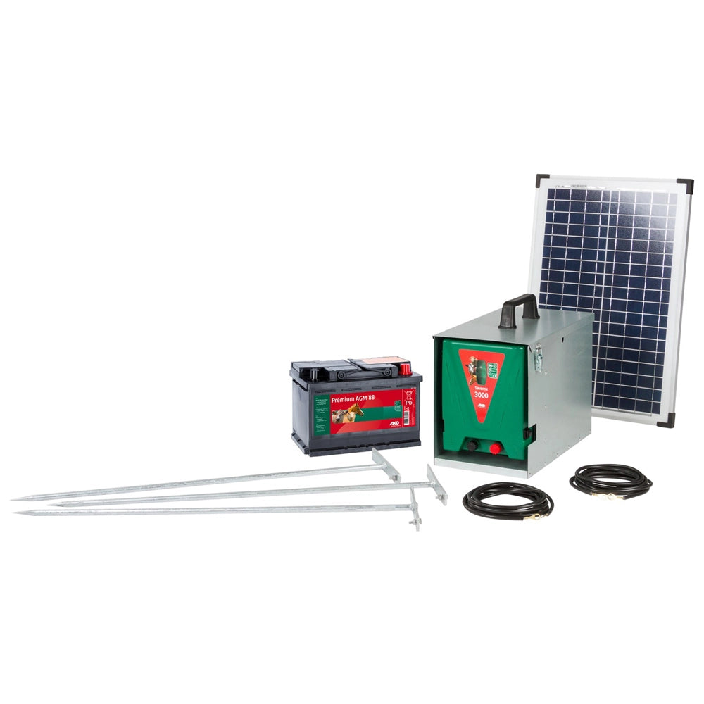 ELETTRIFICATORE A PANNELLO SOLARE IN KIT 'SAVANNE 3000' 12V  - ALBERT KERBL