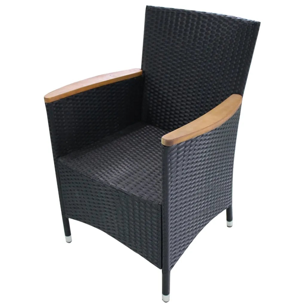 Sedie da Giardino 2 pz con Cuscini in Polyrattan Nere 42572