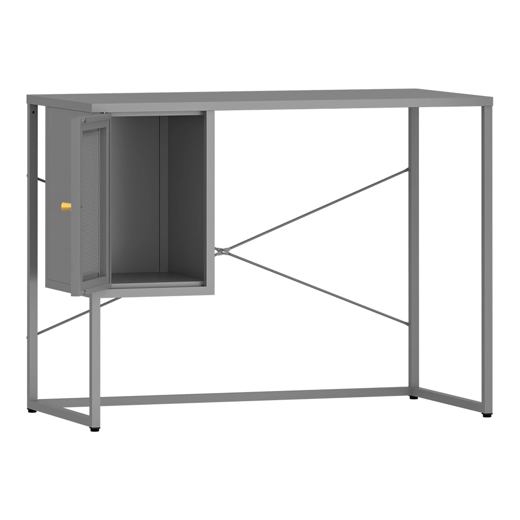 Scrivania Sund in Acciaio con Scomparto Chiuso con Anta 75x100x50 cm Grigio [en.casa]