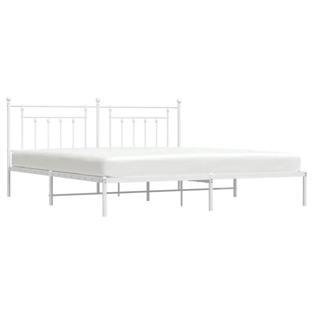 Letto matrimoniale | Letto per adulti | Giroletto con Testiera Metallo Bianco 200x200 cm