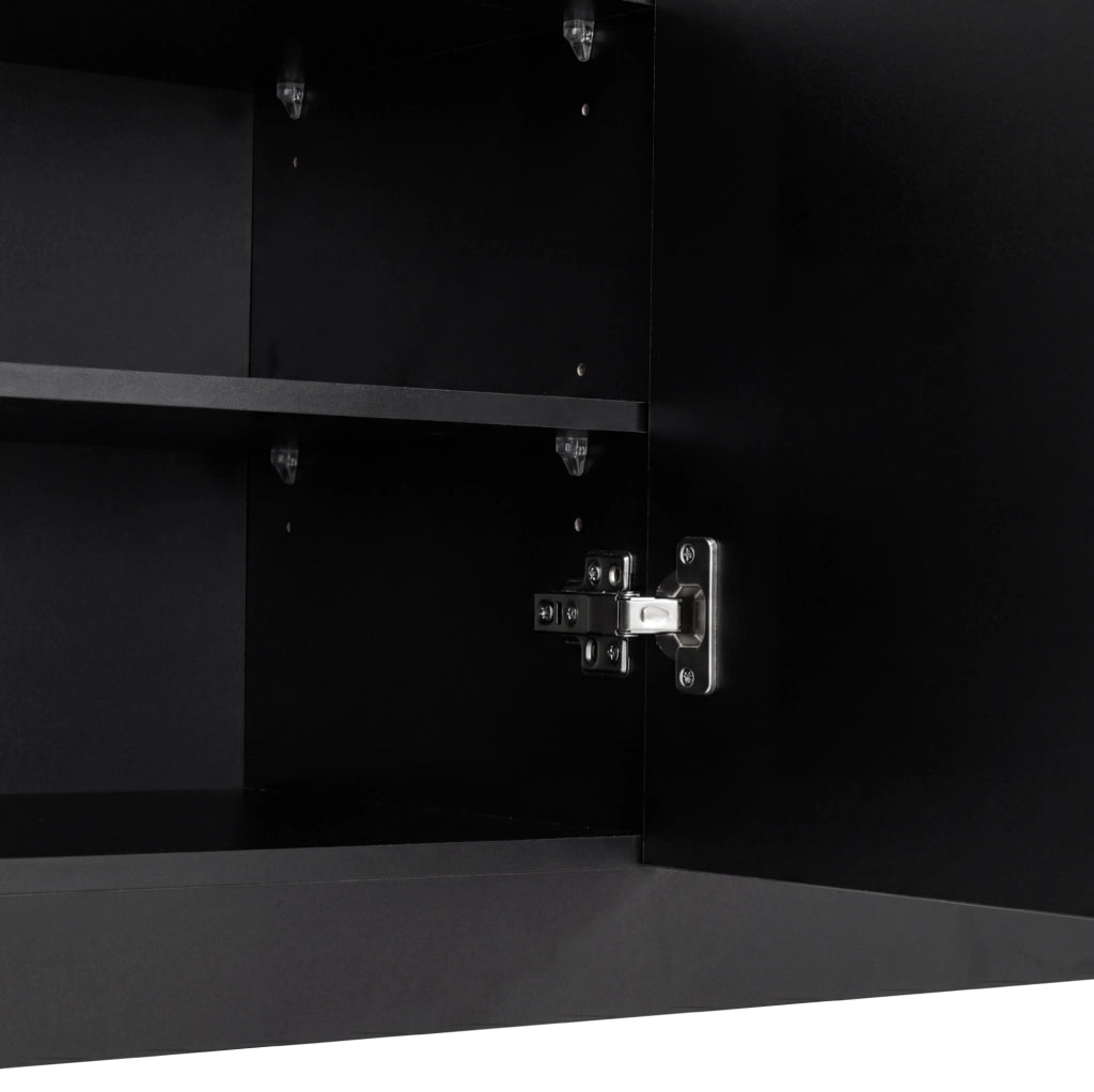 Guardaroba da ingresso nero con specchio, panca e LED