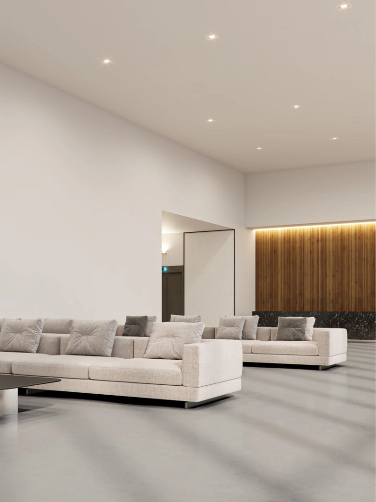 Faretto LED da incasso a soffitto Bonn 40W 3000K 100º, Luce ambientale indiretta per interni, Finitura Argento Opaco - Beneito & Faure