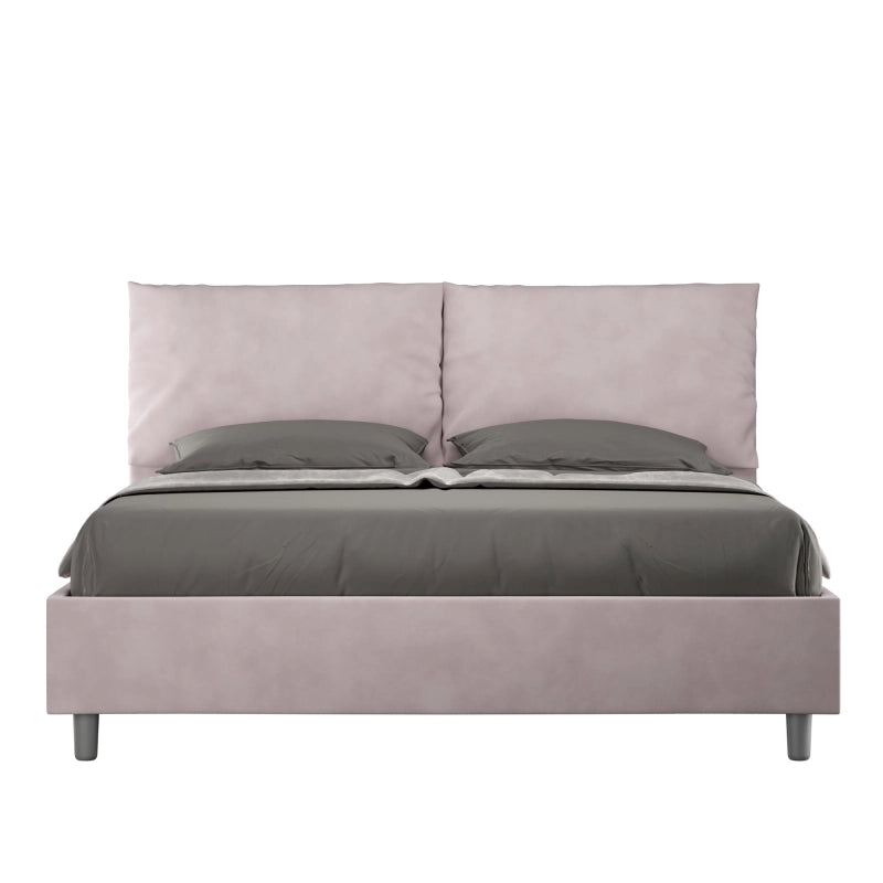 Letto imbottito Matrimoniale 160x210 cm Antea - Senza rete,Glicine,Microfibra
