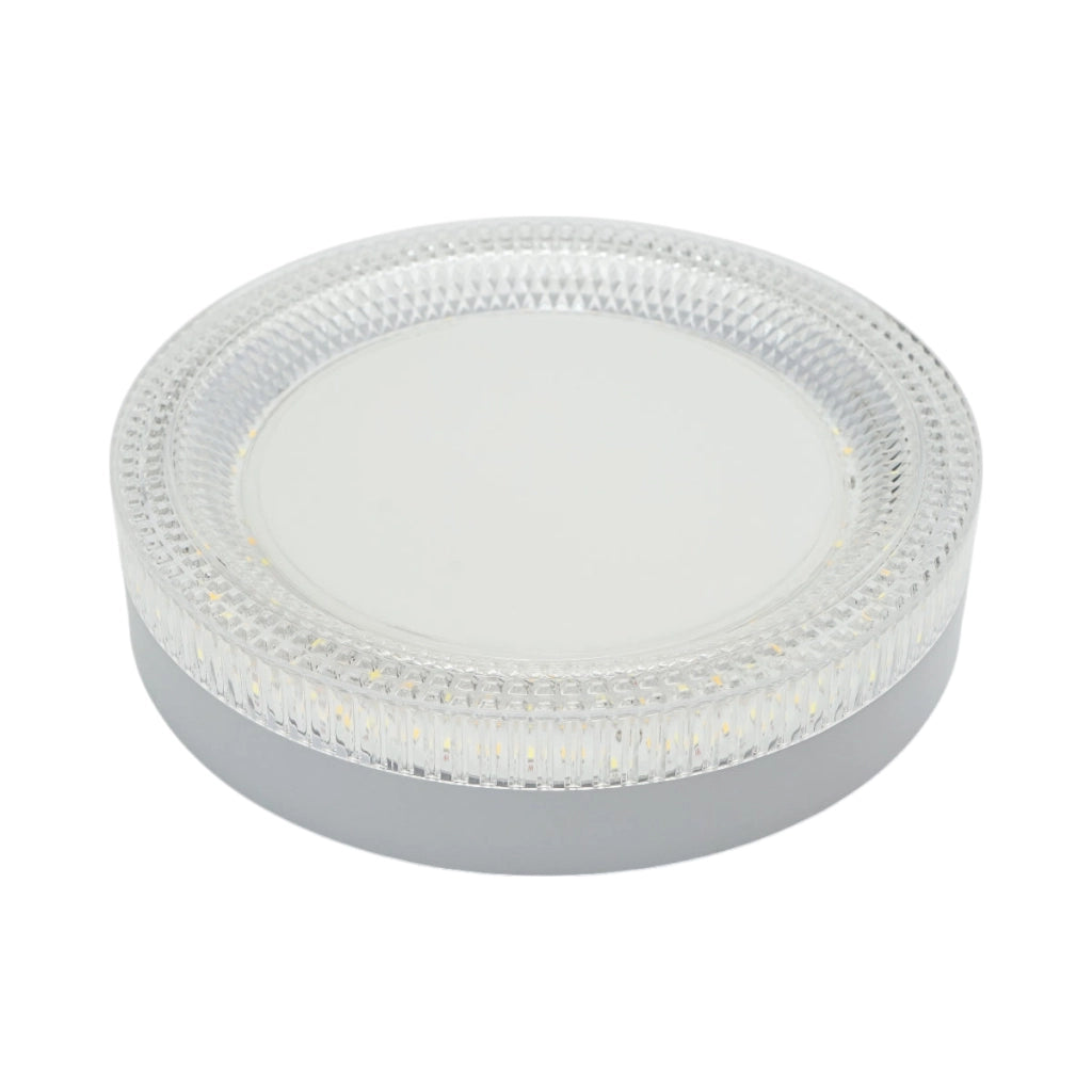 Plafoniera LED 24W, 220V, luce regolabile 3CCT 3000K/4000K/6500K, corpo rotondo 180x40mm, IP20.