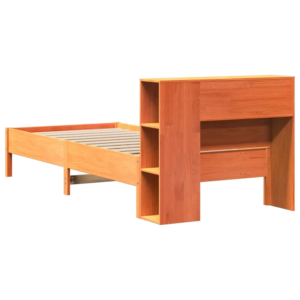 Letto Libreria senza Materasso Marrone Cera 100x200 cm in Pino 3322848