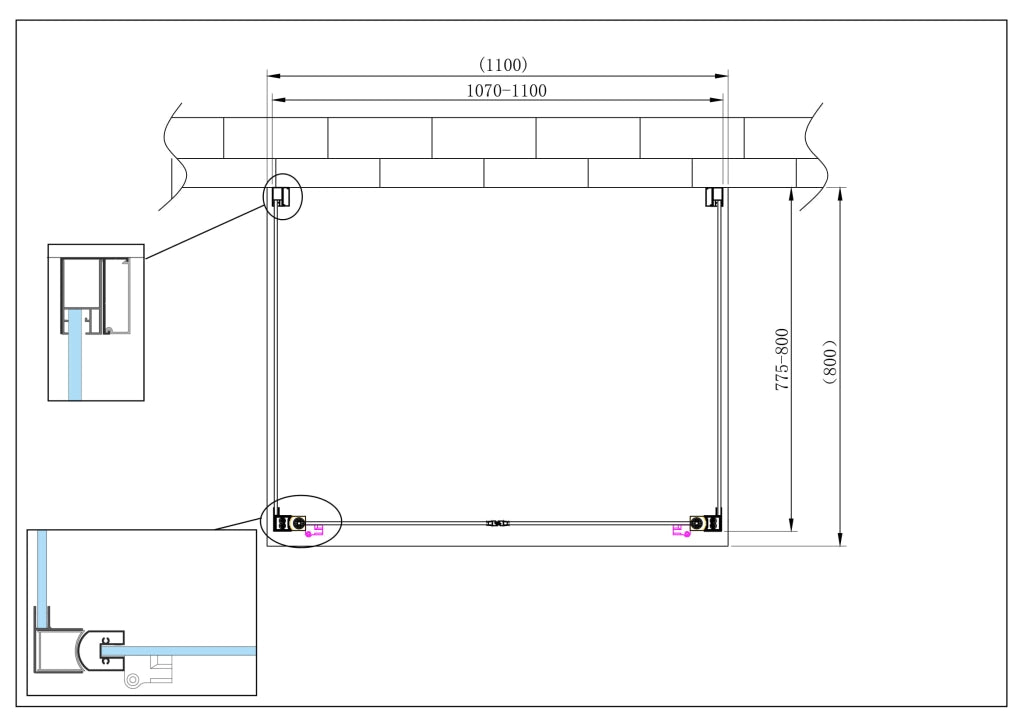 Porta battente Saloon  + 2 lati fissi box doccia 6 mm cromo 2 FISSE 77,5-80 + SALOON 107-110