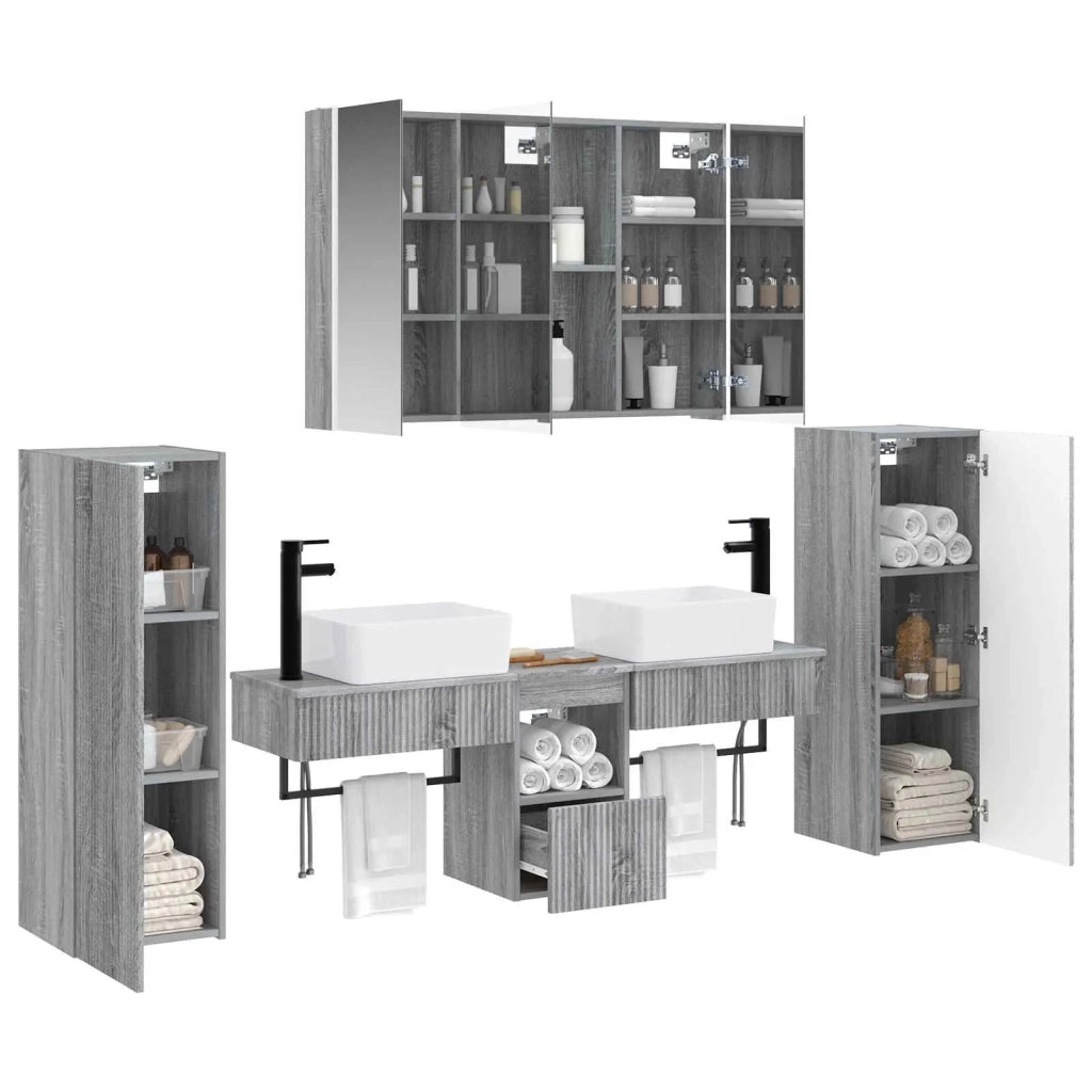 Set di mobili per il bagno 6 pcs Sonoma grigio 3407140