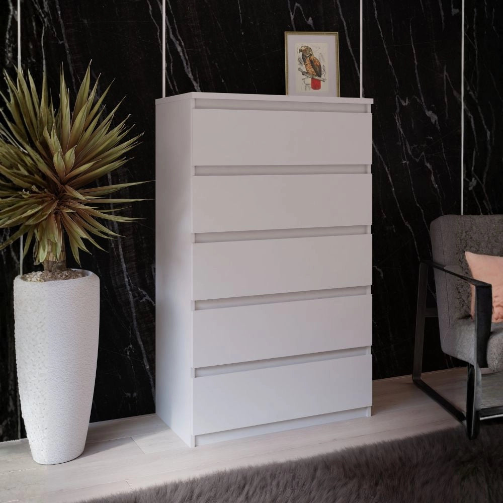 Cassettiera Morgan 5 cassetti bianco opaco – 77.2x42.2x128H
