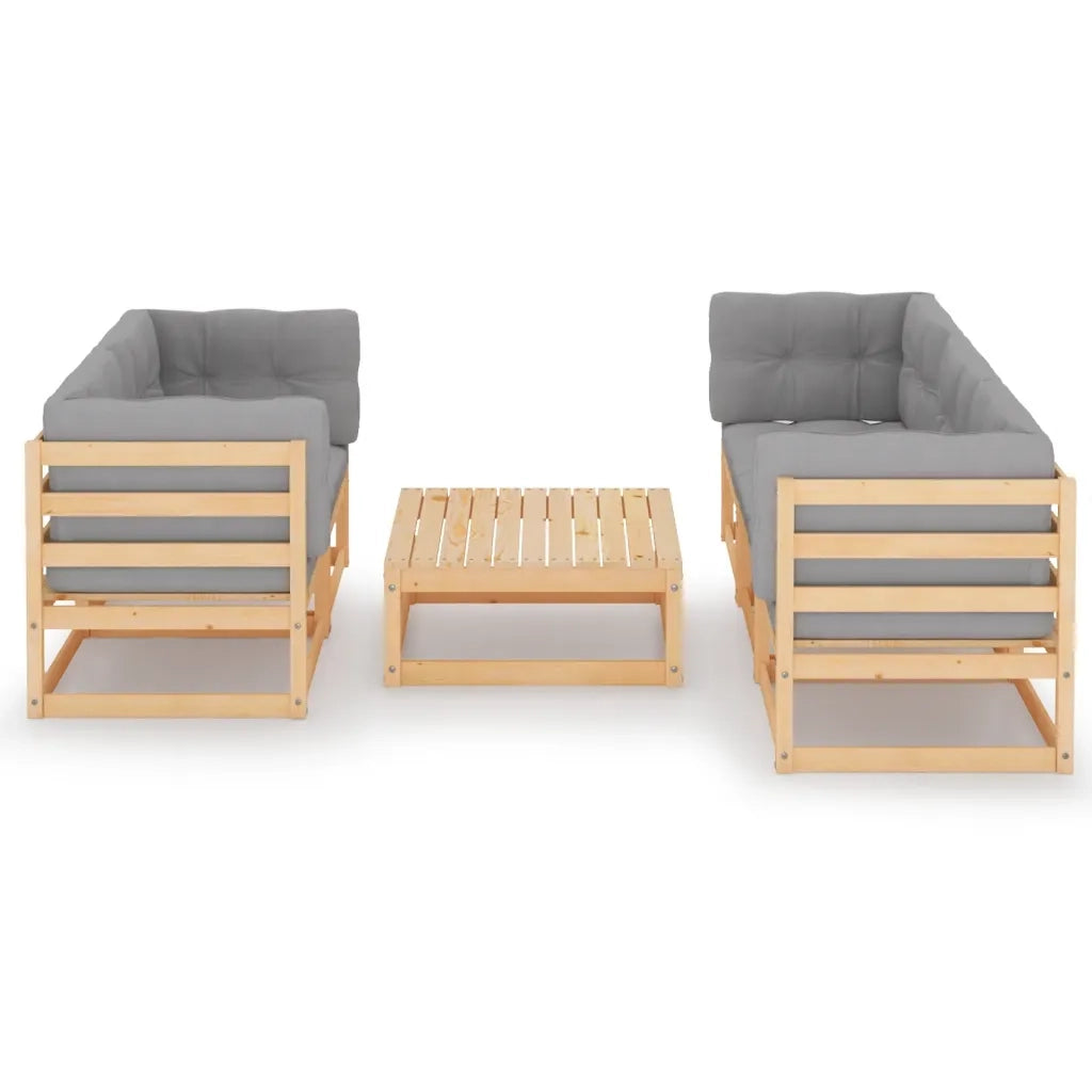 Set Divani da Giardino 6 pz con Cuscini Legno Massello di Pino cod mxl 41573