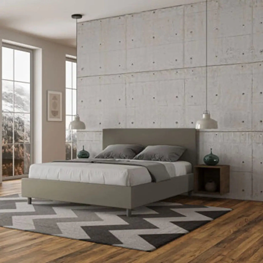 Letto matrimoniale senza rete imbottito 160x210 similpelle cappuccino Adele