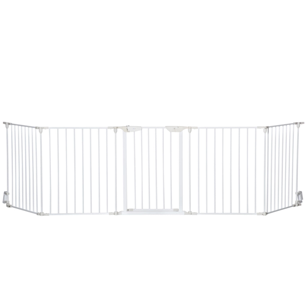 Cancello per Animali 5 Pannelli Pieghevole ¨C zephmum ¨C Bianco 300 cm