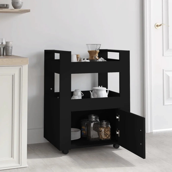 Carrello da Cucina Nero 60x45x80 cm in Legno Multistrato cod mxl 67434