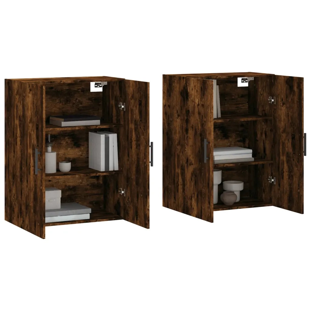 Armadietto a Muro | Mobili a Parete 2 pz Rovere Fumo 69,5x34x90 cm
