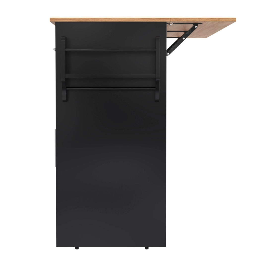 CARRELLO CUCINA 120x46/70x91,5 cm Bianco/Naturale con piano ribaltabile e ruote