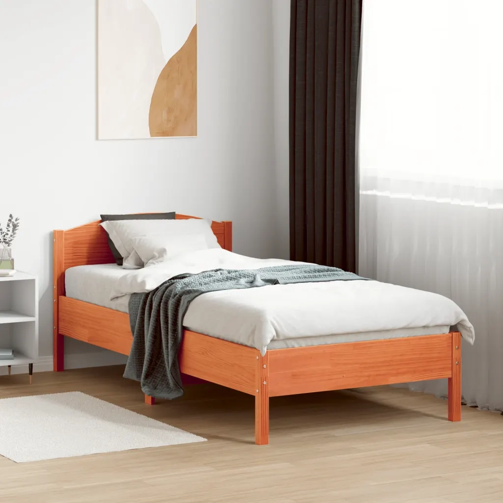 Letto senza Materasso Marrone Cera 90x190 cm in Legno di Pino