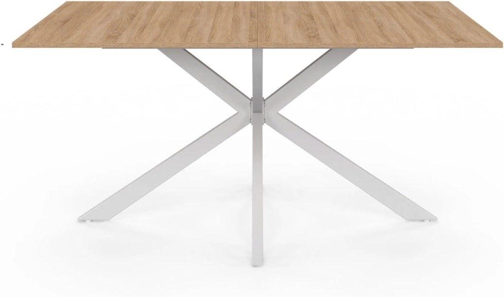 Tavolo da pranzo rettangolare ALIX 8 persone in legno e gambe a ragno bianche 160 cm