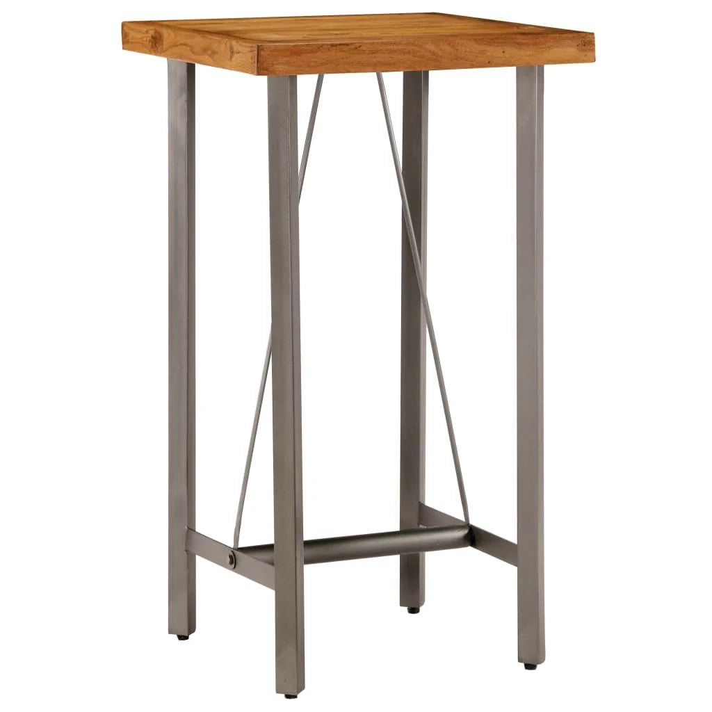 Tavolo alto stile bar/bistrot in teak massello riciclato quadrato marrone 107 cm 0902121