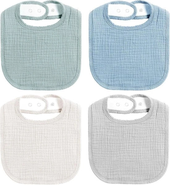 Set di 4 Bandane di Mousseline per Protezione dei Denti e dei Kwijl - Slabbetje Unisex per Bambini e Bimbi di Età Prescolare