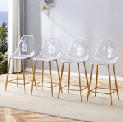 Set di sgabelli da bar trasparenti con struttura oro