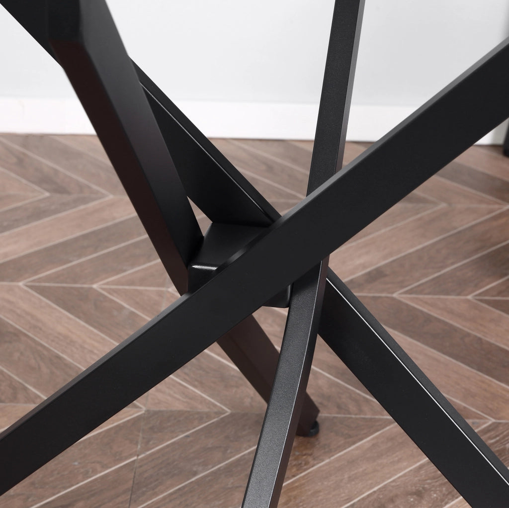 Tavolino rotondo 80x80x75 cm in vetro temperato; struttura in metallo; nero