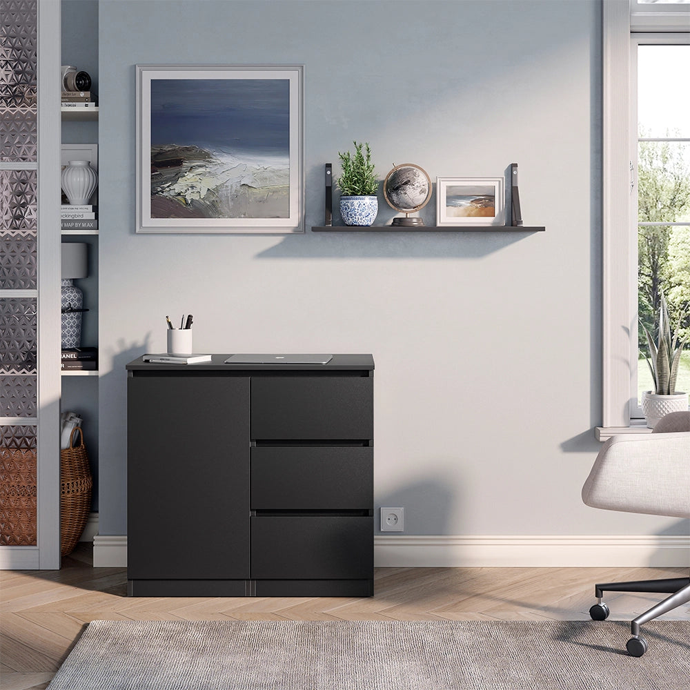 Cassettiera con funzione scrivania Varino Nero 80 x 75.5 cm estensibile Vicco